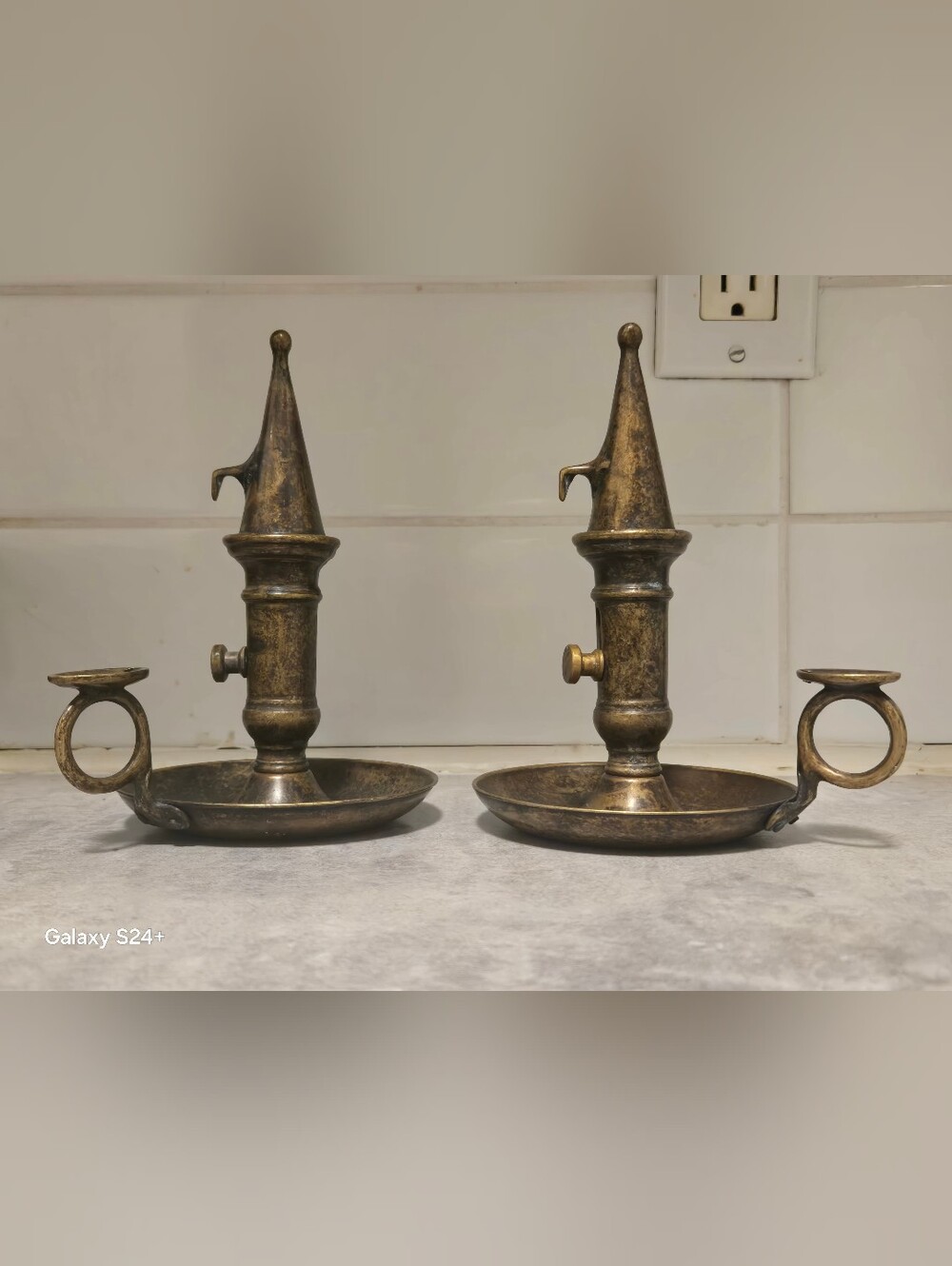 Vintage Bougeoir Rat De Cave Et Son Eteignoir En Laiton
